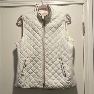 Cambridge Dry Goods White Quilted Vest with Tan Accents